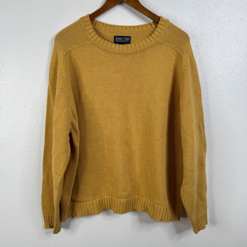 Lands' End Yellow Drifter Sweater 100% Cotton Size Large‎